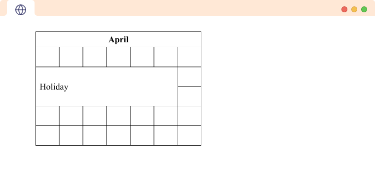 HTML Table Colspan and Rowspan Example An HTML table showcasing rowspan and colspan